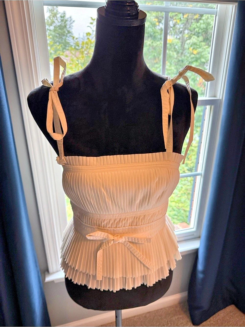 Ulla Johnson Heleen Pleated Satin Bustier Top White Size 2